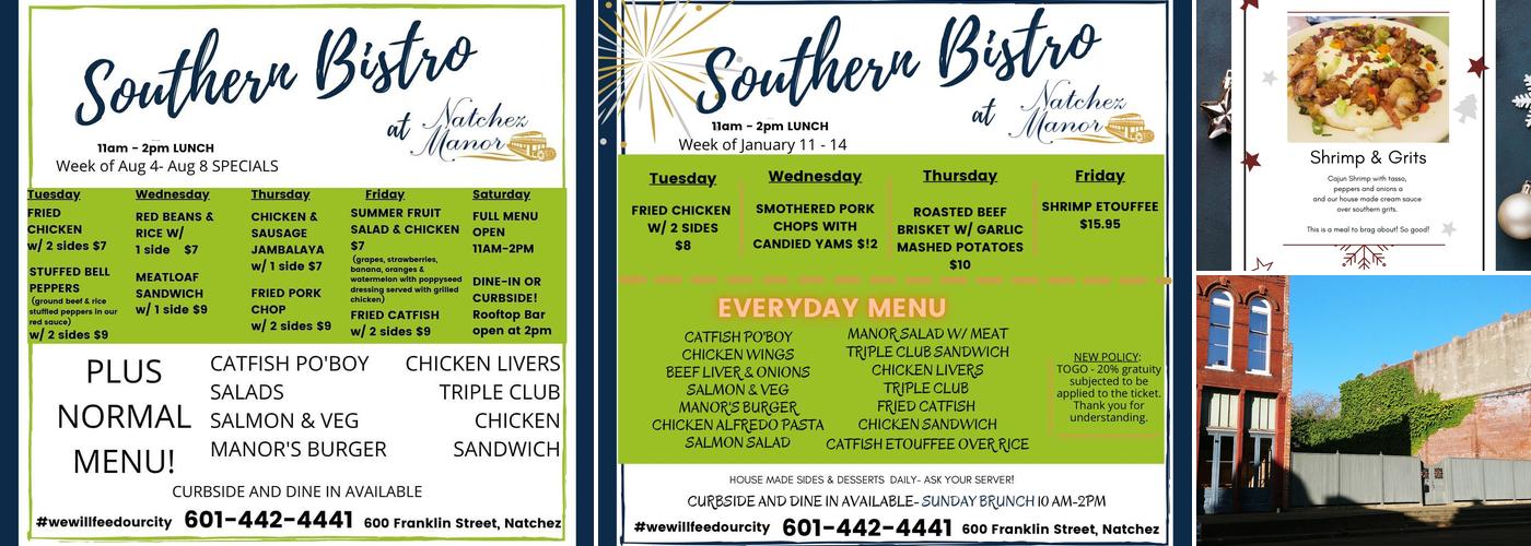 Natchez Manor Bed & Breakfast Menu