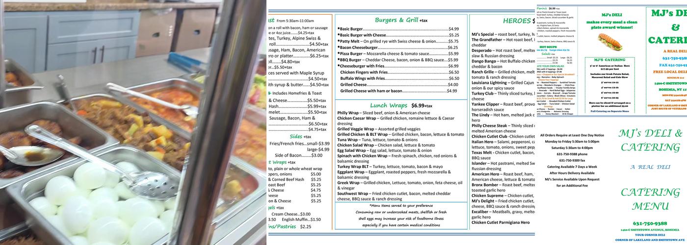 MJ's Deli Menu