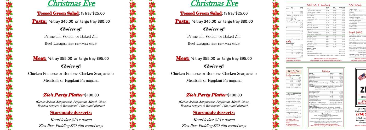 Zio's Italian Deli Menu