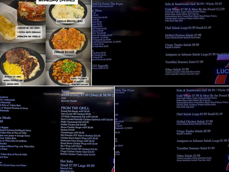 Lucky 7's deli & Smoke Shop Menu
