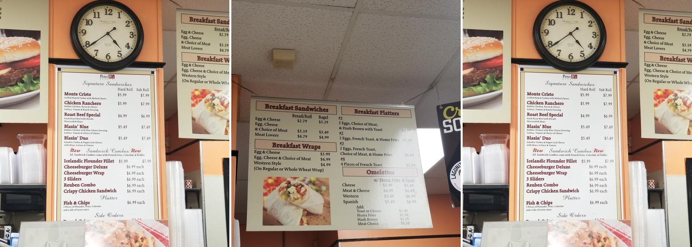 Peter B Deli & Grocery Inc Menu