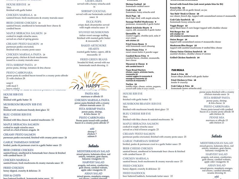 Inn At Whitefield Menu