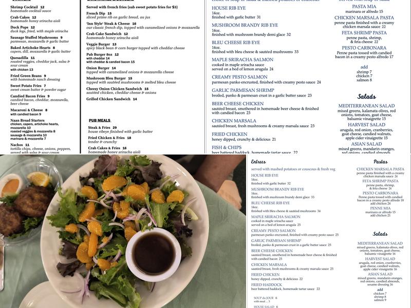 Inn At Whitefield Menu