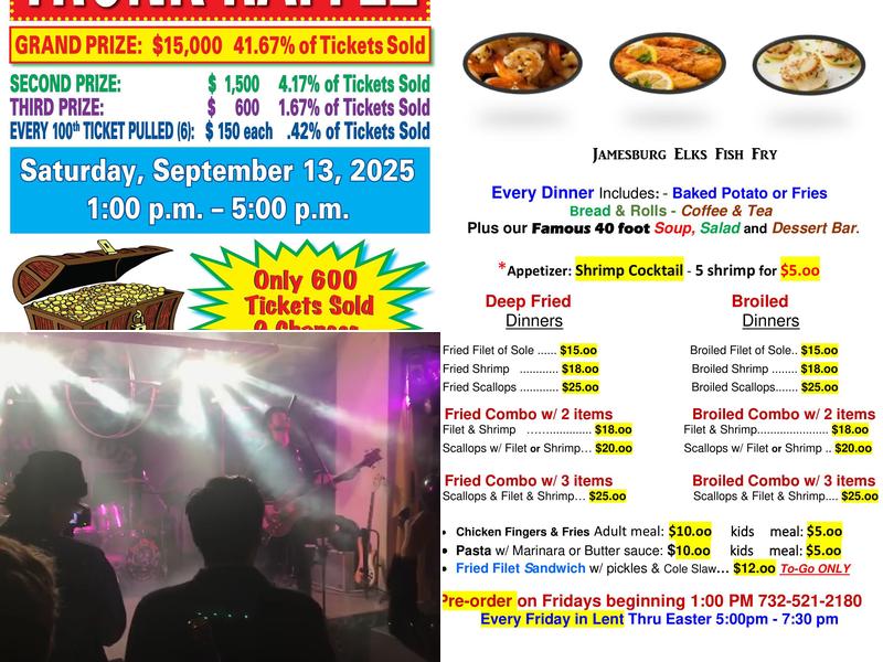 Jamesburg Elks Lodge 2180 Menu