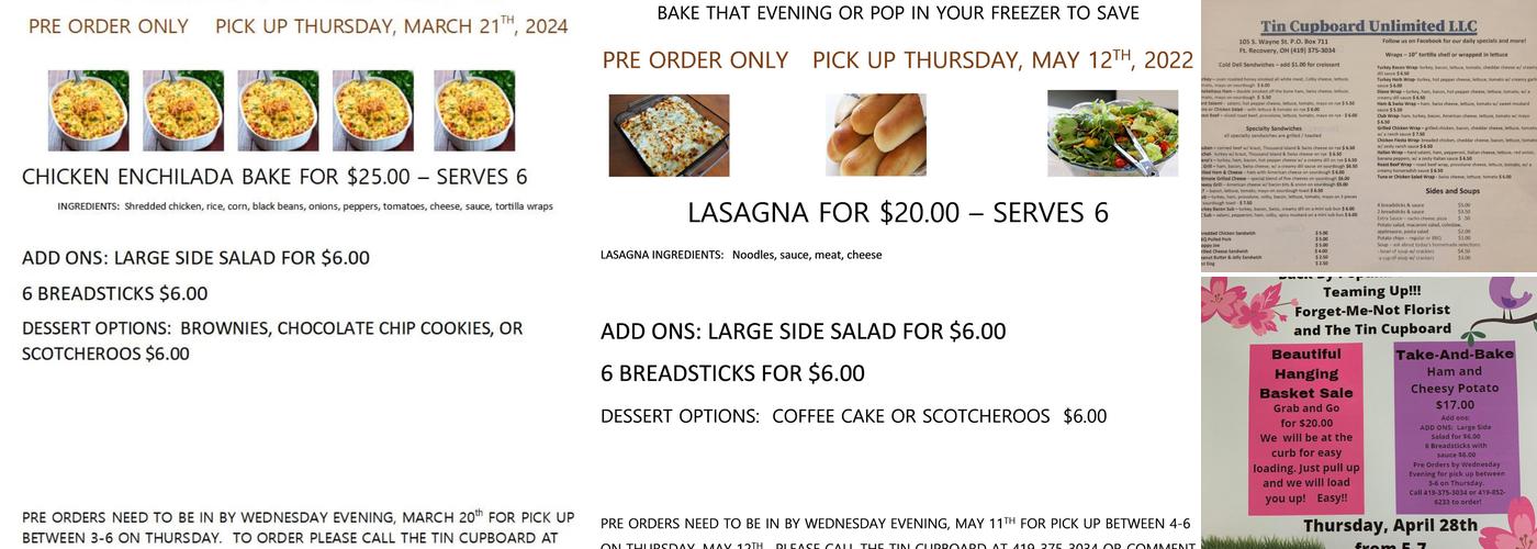 Tin Cupboard Menu