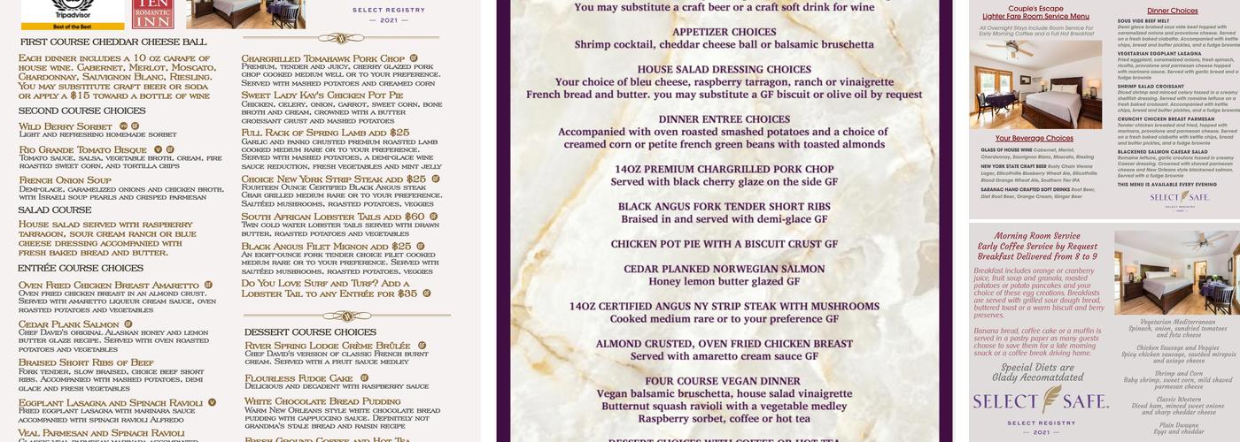 River Spring Lodge Menu