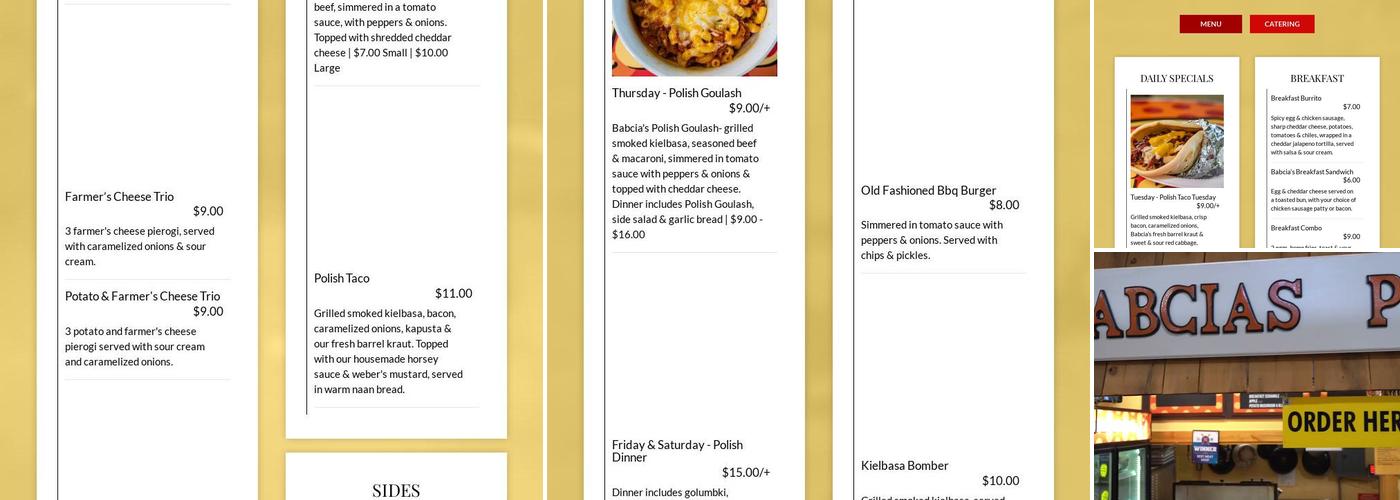 Babcia's Pierogi Menu