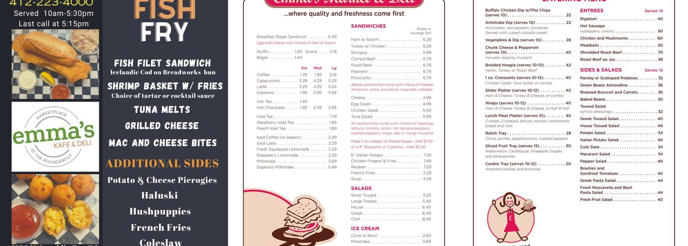 Emma's Market & Deli Menu