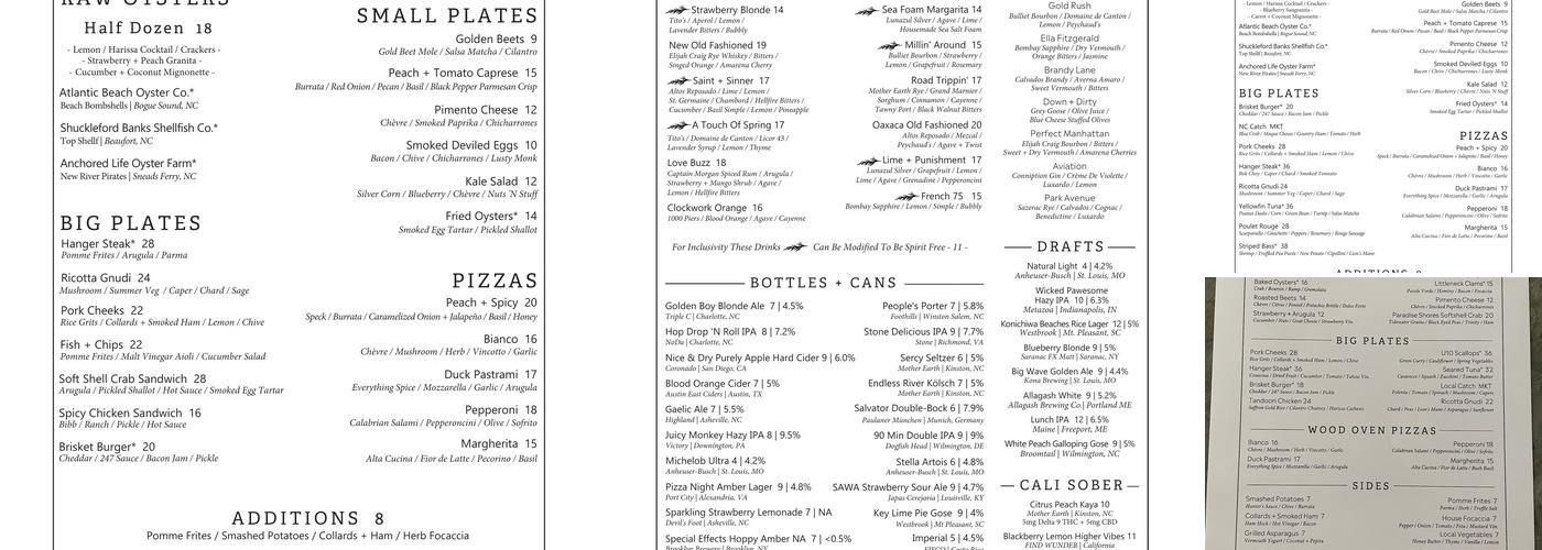 Cypress Hall Menu