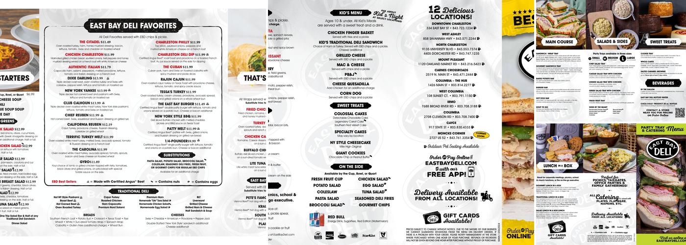 East Bay Deli - Broad River Menu