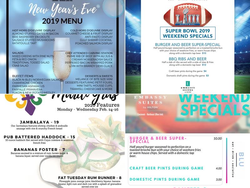 Blu Restaurant & Bar Menu