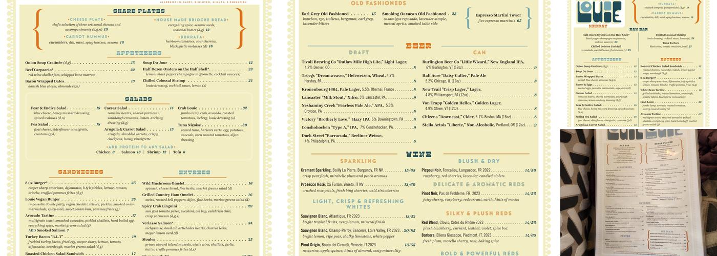 Louie Louie Menu