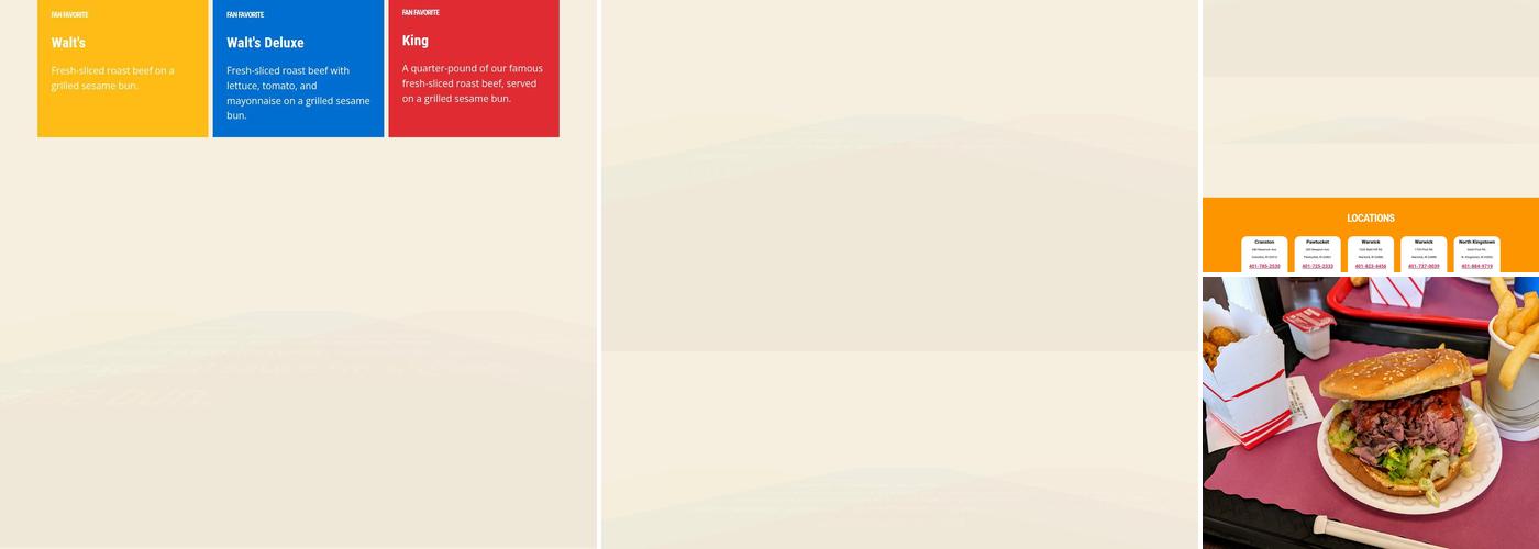 Walt's Roast Beef Menu