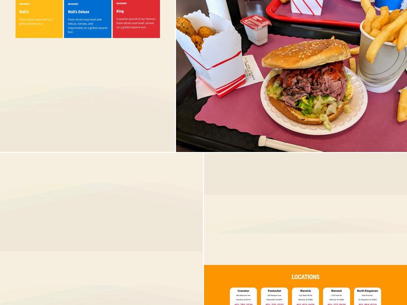 Walt's Roast Beef Menu