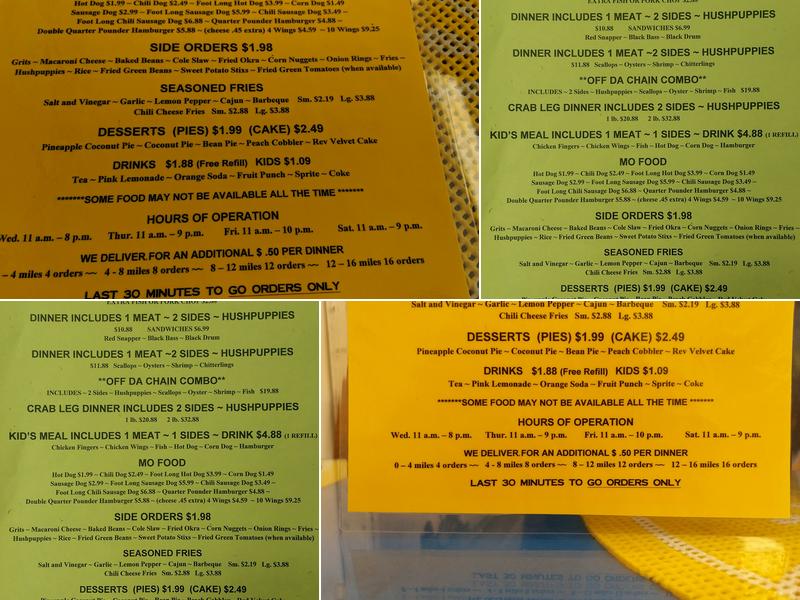Off Da Chain Seafood & Mo Menu