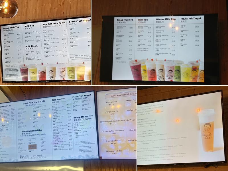 Bingo Tea Menu