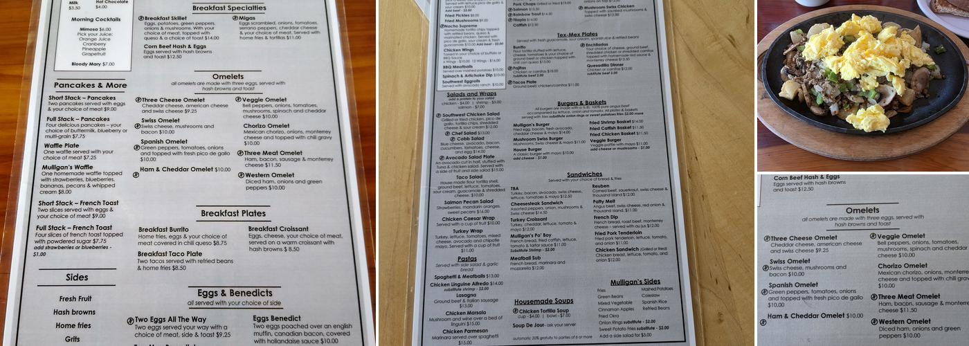 Mulligan’s Menu