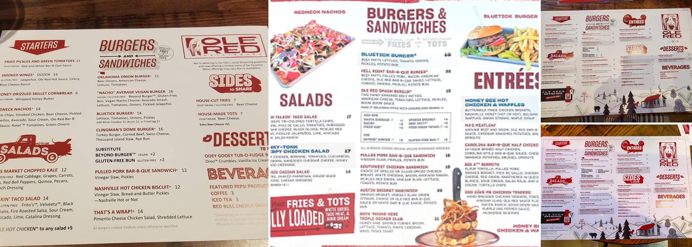 Ole Red Menu