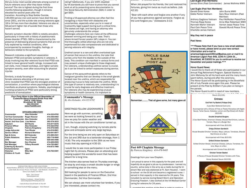 The Banquet Hall at American Legion Post #449 Menu