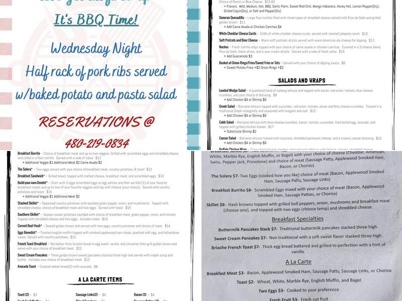 The Grille at Lone Tree Golf Club Menu