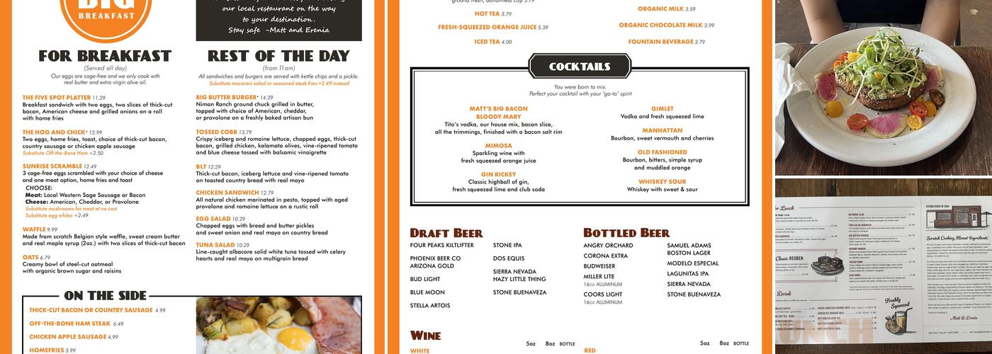 Matt's Big Breakfast Menu