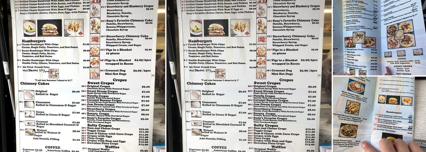 crepes &chimney Cake Factory Menu