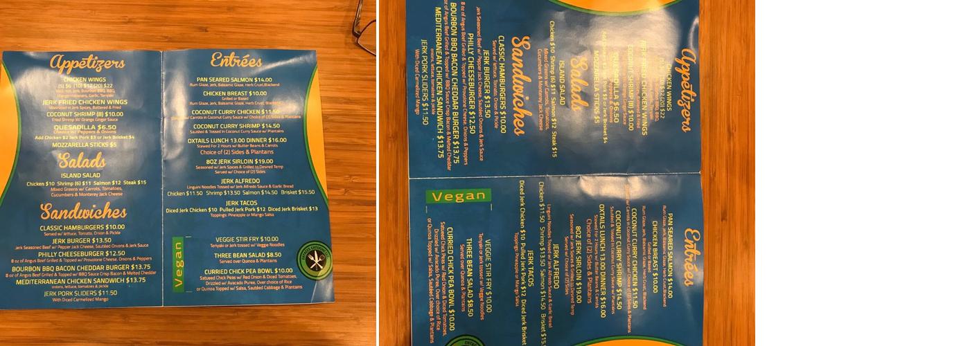 Entrees Caribbean Grill Menu