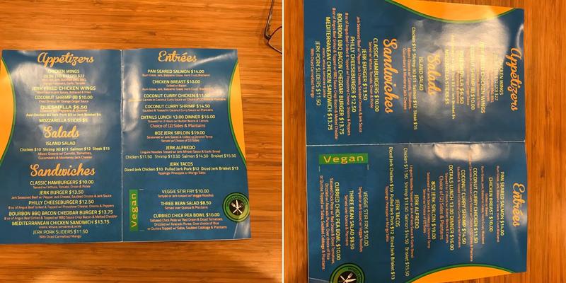 Entrees Caribbean Grill Menu