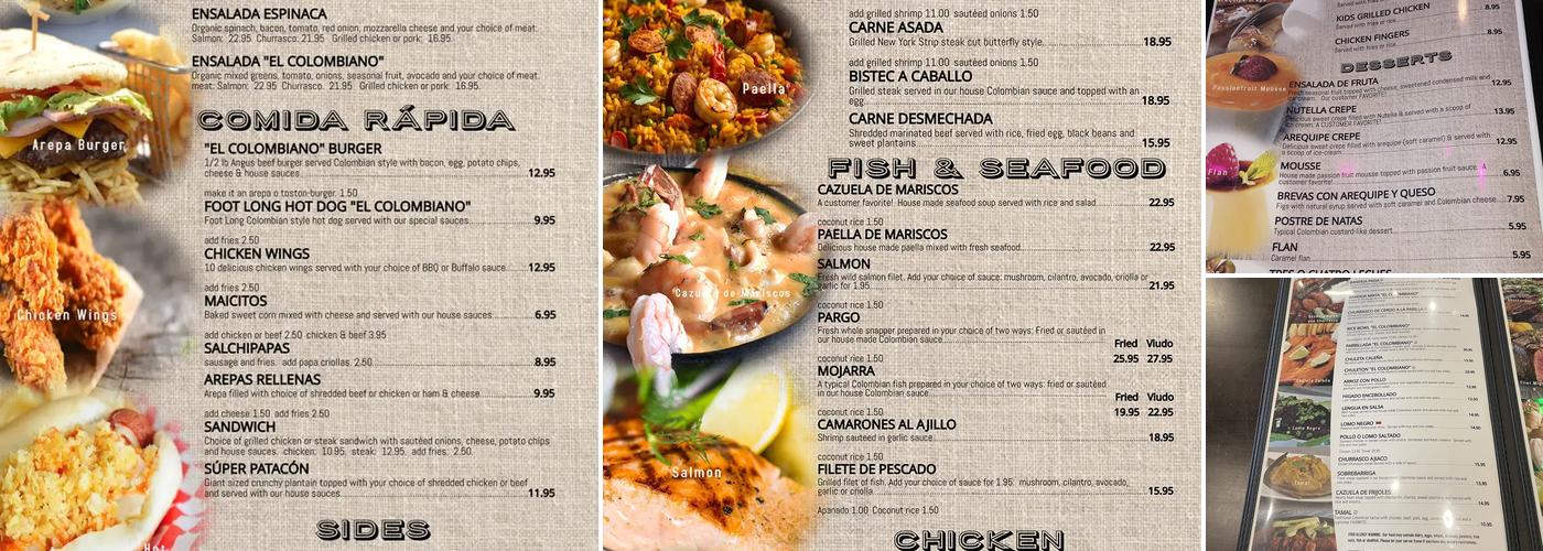 El Colombiano Menu