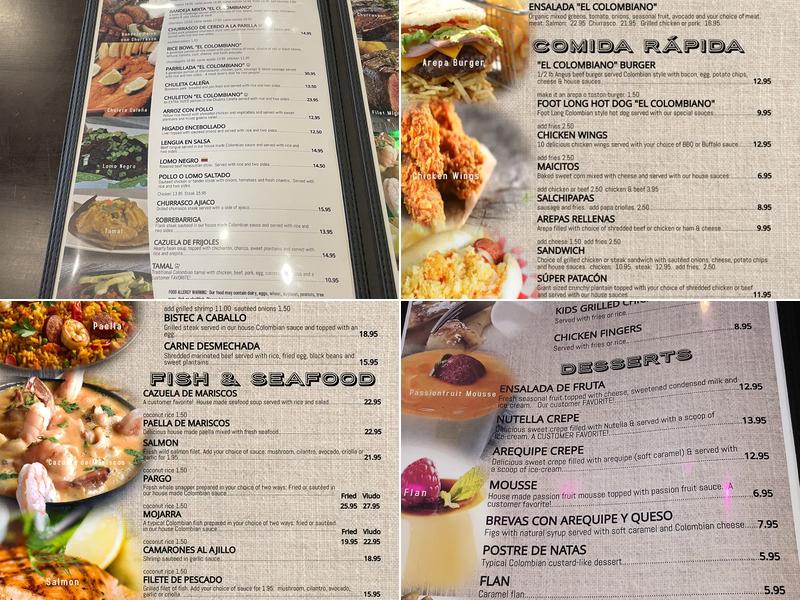 El Colombiano Menu