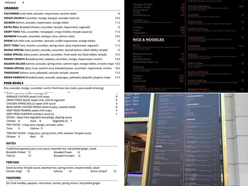 UNAGI Street Food & Sushi Wilmslow Menu