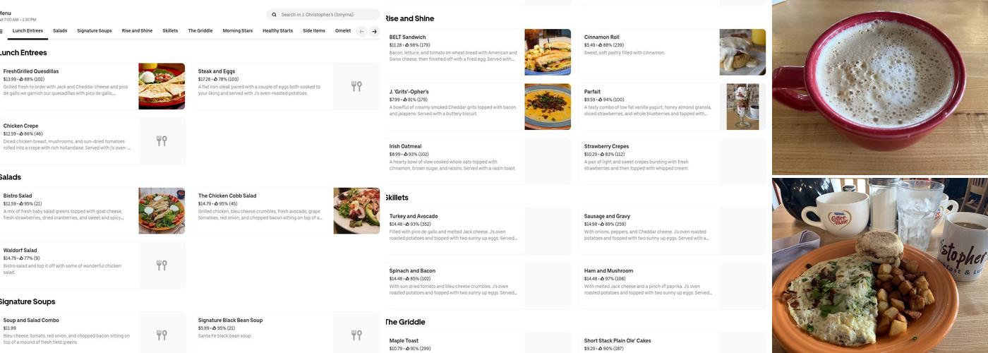 J. Christopher's Menu