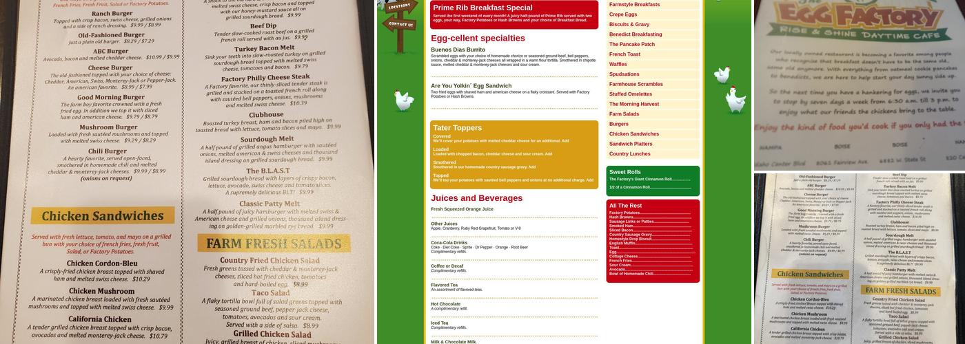 The Egg Factory Menu