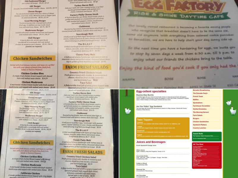 The Egg Factory Menu