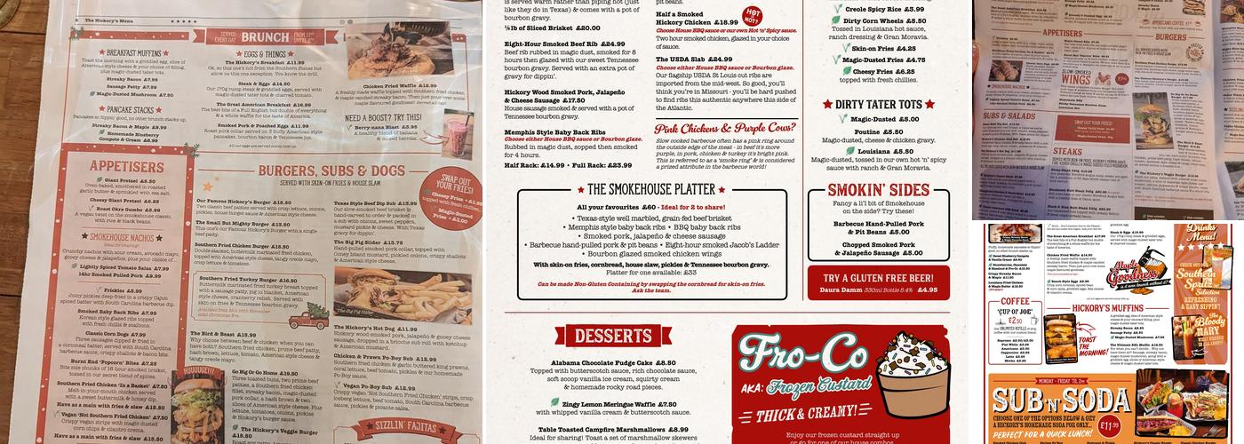 Hickory's Smokehouse - Wilmslow Menu