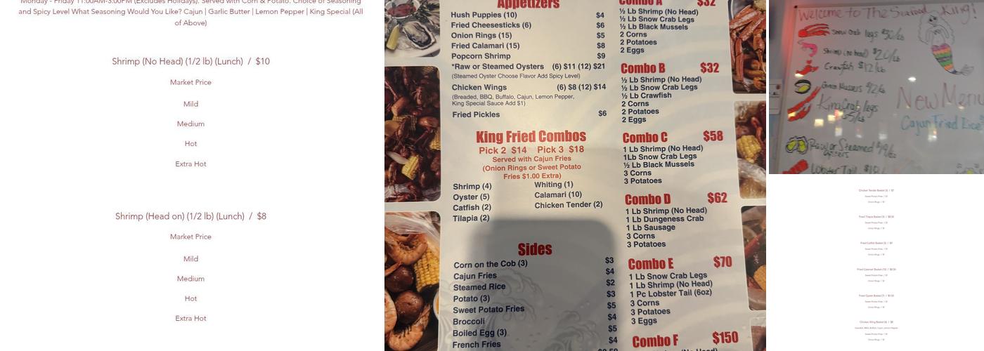 The Seafood King Menu