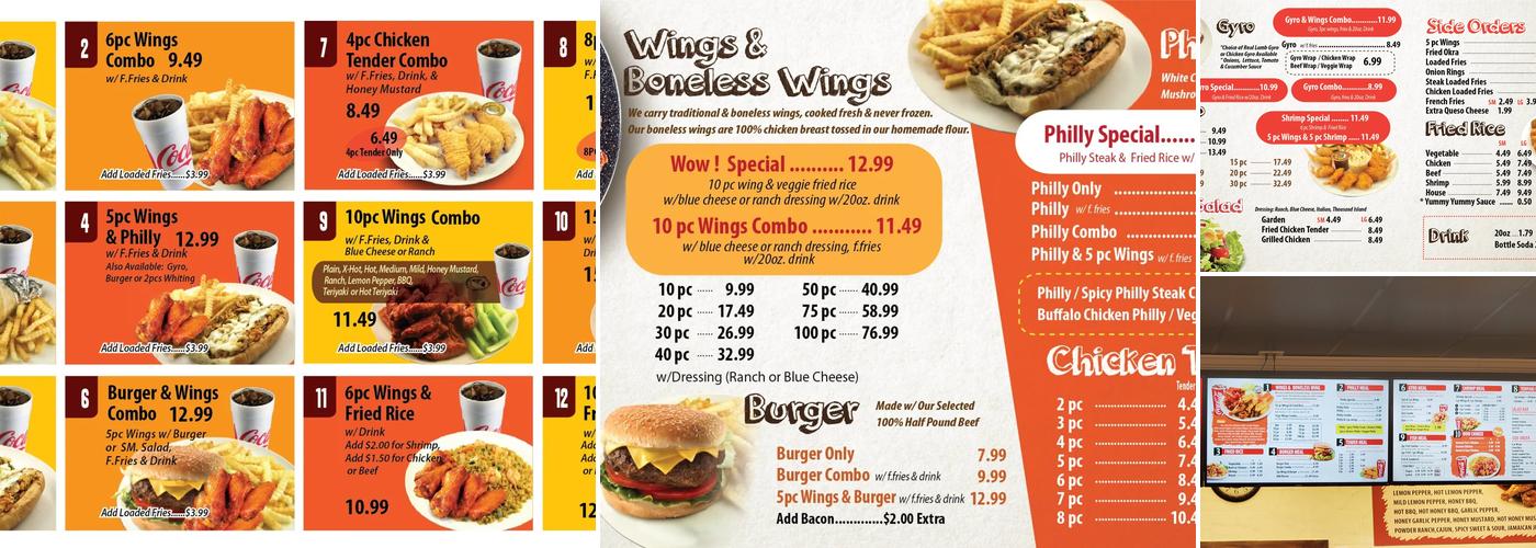 Wow Buffalo Wings Menu