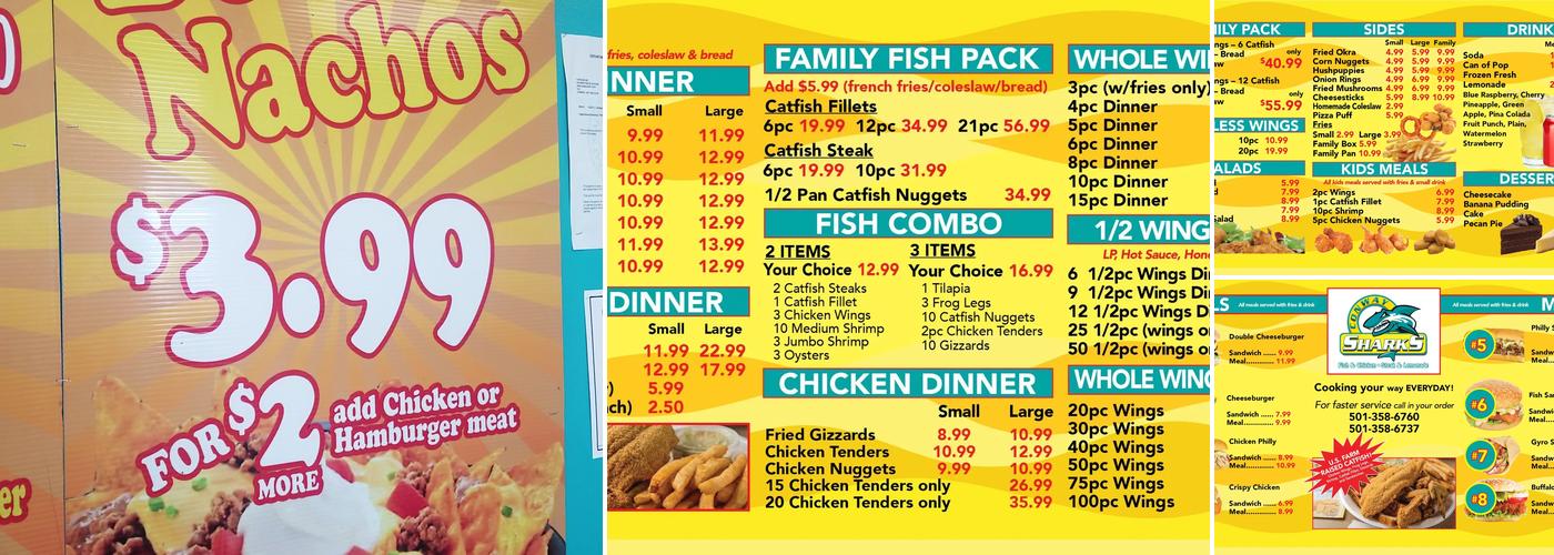 Sharks Fish & Chicken Menu
