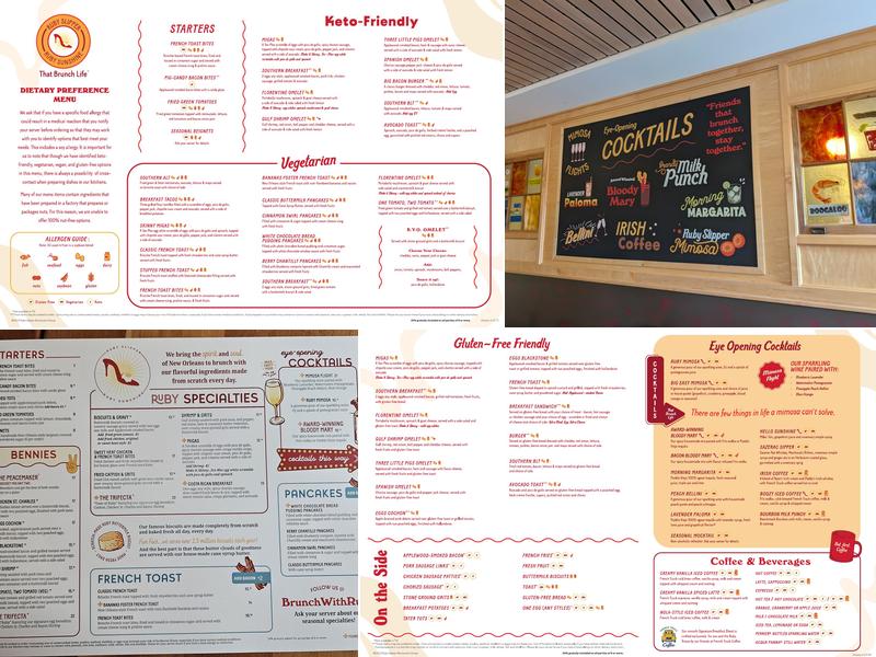 Ruby Slipper Cafe Menu