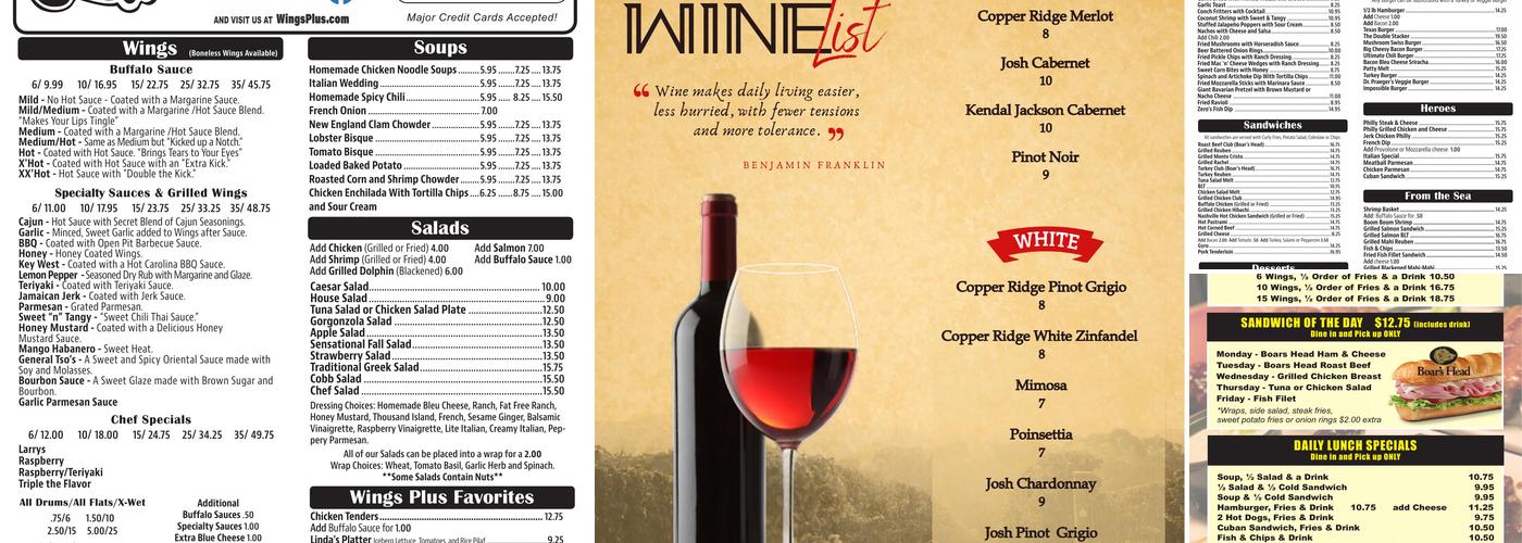 Wings Plus Menu