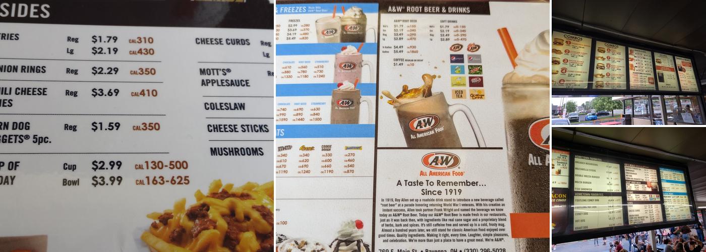 A&W Restaurant Menu