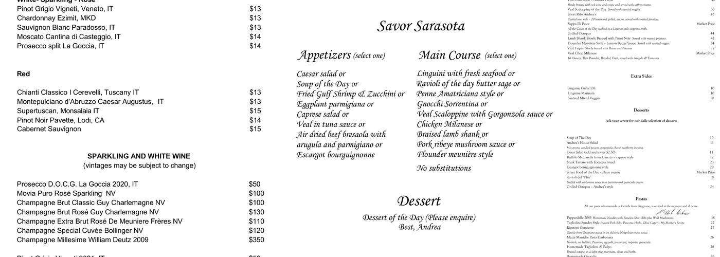 Andrea's Menu