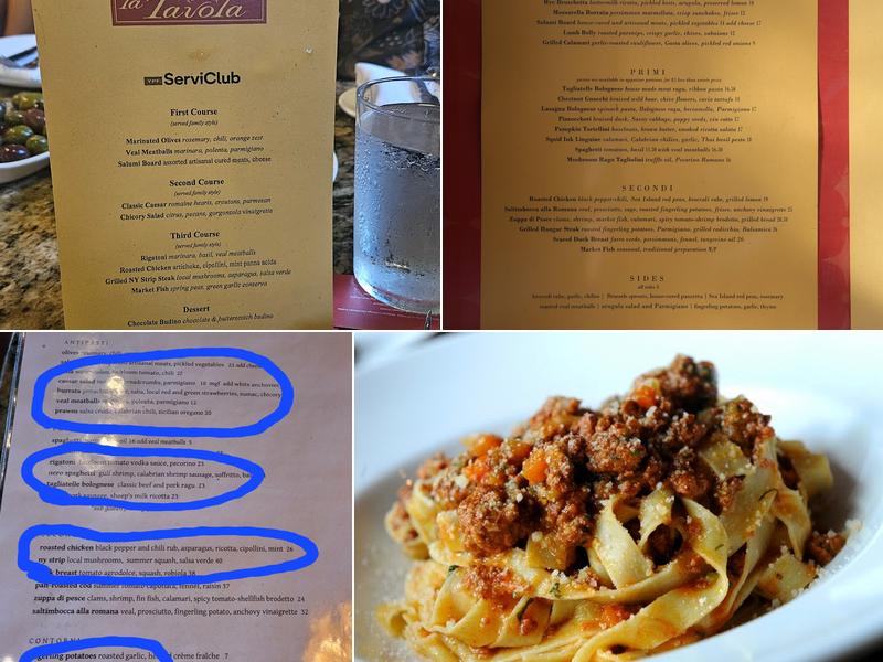 La Tavola Trattoria Menu