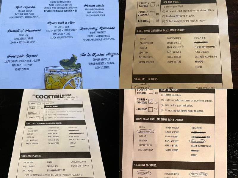 Ghost Coast Distillery Menu