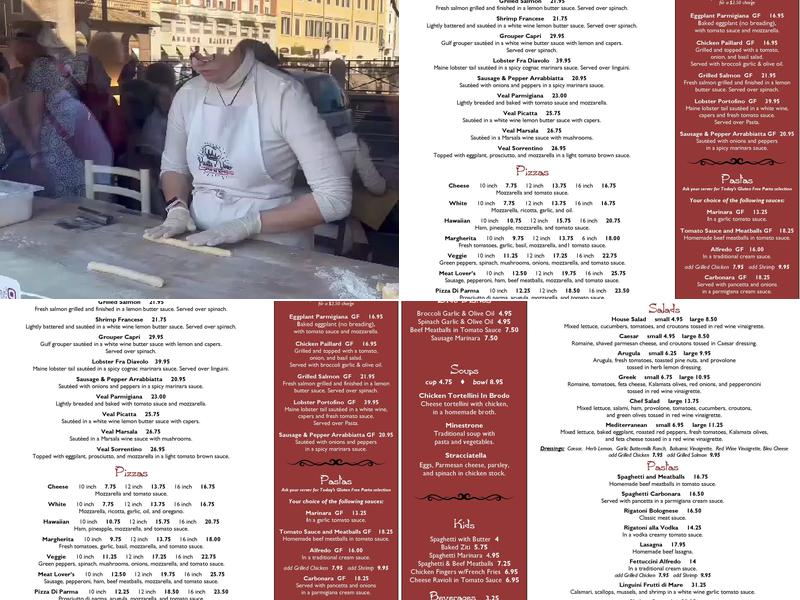 Pasta Vino Menu
