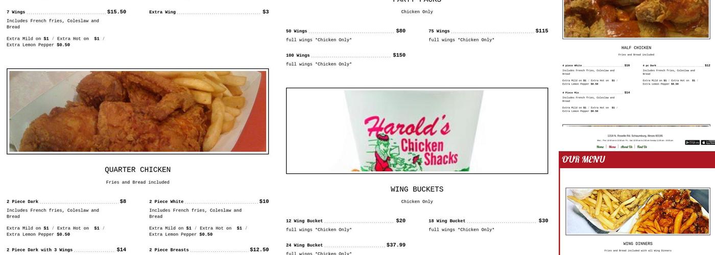 Harold's Chicken #41 Schaumburg Menu