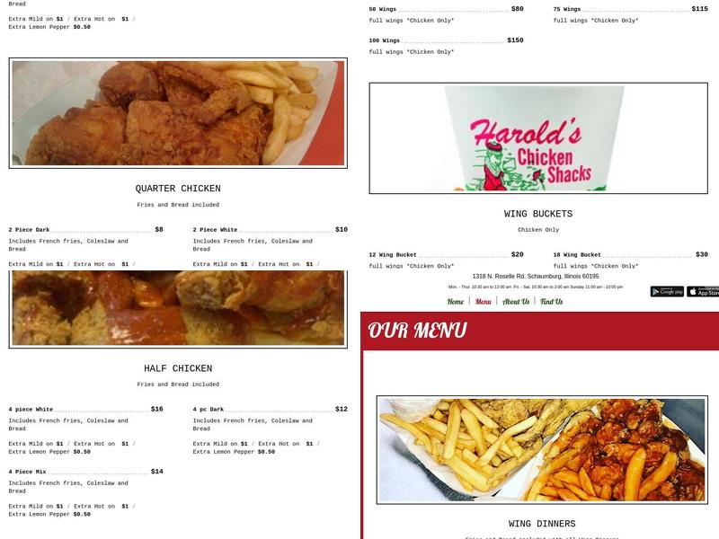 Harold's Chicken #41 Schaumburg Menu
