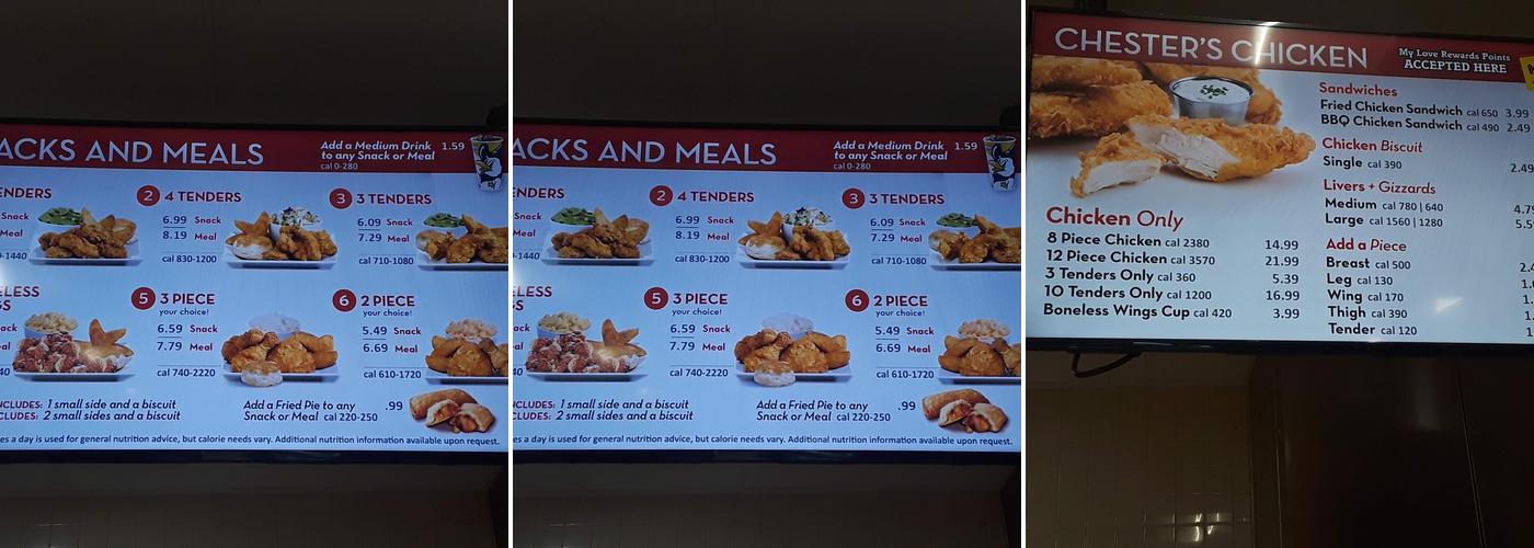 Chester's Menu