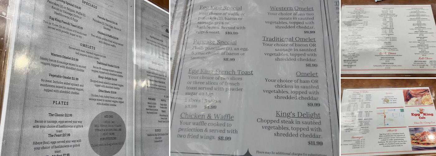 EGG KING CAFE Menu