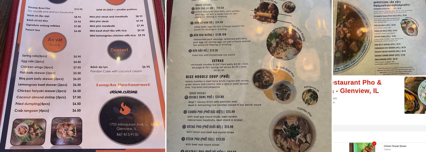 Long An Restaurant Menu